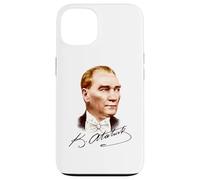 Retrato Colorido de Mustafa Kemal Atatürk con Firma Carcasa para iPhone 13