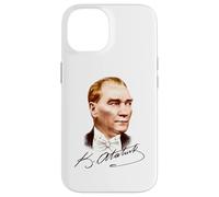 Retrato Colorido de Mustafa Kemal Atatürk con Firma Carcasa para iPhone 14