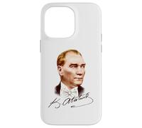 Retrato Colorido de Mustafa Kemal Atatürk con Firma Carcasa para iPhone 14 Pro MAX