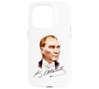 Retrato Colorido de Mustafa Kemal Atatürk con Firma Carcasa para iPhone 15 Pro