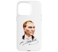 Retrato Colorido de Mustafa Kemal Atatürk con Firma Carcasa para iPhone 15 Pro MAX