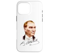 Retrato Colorido de Mustafa Kemal Atatürk con Firma Carcasa para iPhone 16 Pro MAX