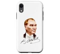 Retrato Colorido de Mustafa Kemal Atatürk con Firma Carcasa para iPhone XR