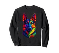 Retrato colorido del arco iris del perro pastor alemán Sudadera