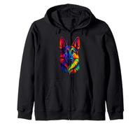 Retrato colorido del arco iris del perro pastor alemán Sudadera con Capucha