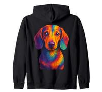 Retrato colorido del perro salchicha del arte pop Sudadera con Capucha