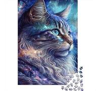 Retrato cósmico del Gato Rompecabezas 1000 Piezas Juego Familiar Coloridos Adultos Desafío Imposible Regalo Mujer 38x26cm/1000pcs