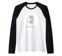 Retrato de Acuarela de Vitiligo My Skin Is Art Camiseta Manga Raglan