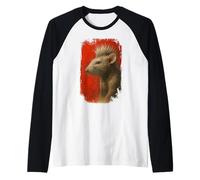 Retrato de Animales de Rata Punk Estilo Arte rupestre Camiseta Manga Raglan