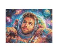 Retrato de Astronauta Masculino Espacio Puzzle 500 Piezas Cartón Blanco Premium para Expertos Eventos Team Building Ejercita La Mente Hobby Y Ocio 500 PCS