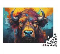 Retrato de Bisonte Puzzle 1000 Piezas De Cartón Grueso Juego De Rompecabezas En Paquete Anti Estrés Adultos para Actividad para Sobremesa como Regalo Original 38x26cm/1000pcs
