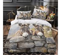 Retrato de burro Funda de Edredón Cremallera Oculta 3 Piezas Suave Impresión 3D con Fundas de Almohada Antibacteriana Animal de granja rústico Funda Edredon for niños y niñas Single（135x200cm）