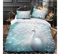 Retrato de caballo blanco Funda de Edredón Juego de 3 Piezas Suave Diseño 3D Cremallera Oculta incluye Fundas de Almohada Transpirable Animal de acuarela Funda Edredon for niña Super king（260x220cm）