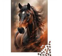 Retrato de Caballo Salvaje 1000 Piezas Cartón Resistente Rompecabezas Conjunto Pareja Socios Juego Desafiante Entrenamiento Cerebral 70x50cm/1000pcs