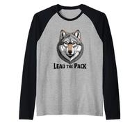 Retrato de Cabeza de Lobo Intenso lidera la Manada Camiseta Manga Raglan