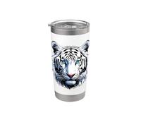 Retrato de Cabeza de Tigre Blanco - Animal Salvaje Naturaleza Vaso térmico de acero inoxidable de doble pared