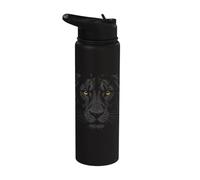 Retrato de cara de león realista oscuro Stainless Steel Insulated Water Bottle