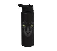 Retrato de cara de pantera realista oscura Stainless Steel Insulated Water Bottle