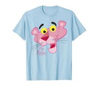 Retrato de Cara de Pantera Rosa Camiseta, Hombre, Azul Bebé, 3XL
