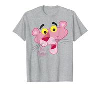 Retrato de Cara de Pantera Rosa Camiseta, Hombre, Gris Jaspeado, 3XL