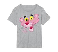 Retrato de Cara de Pantera Rosa Camiseta, Mujer Tallas Grandes, Gris Jaspeado, 3XL Grande