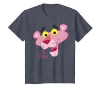 Retrato de Cara de Pantera Rosa Camiseta, Niños, Azul Jaspeado, 3 años