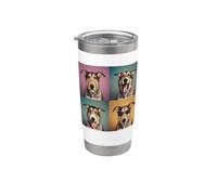 Retrato de cara de perro lobo irlandés con gafas de sol Vaso térmico de acero inoxidable de doble pared