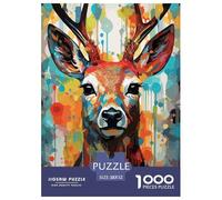 Retrato de Ciervo Colorido 1000 Piezas Niños Puzzle DecoracióN Familiar Adultos Puzzle Creativo Regalo 52x38cm/1000pcs