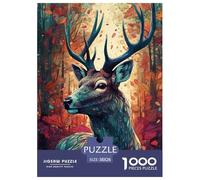 Retrato de Ciervo de otoño 1000 Piezas Adultos Puzzle Niños Regalo DecoracióN Familiar Creativo Regalo 38x26cm/1000pcs