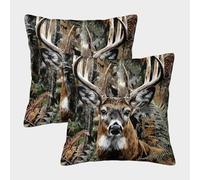 Retrato de Ciervo Funda Almohada 3D Personalizada Wildlife Art Style con Diseño, Transpirable Y Lavable, Cumpleaños, Navidad Y Madres 40x40cm