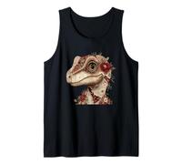 Retrato de Dinosaurio Floral de Retazos caprichosos Camiseta sin Mangas