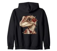 Retrato de Dinosaurio Floral de Retazos caprichosos Sudadera con Capucha