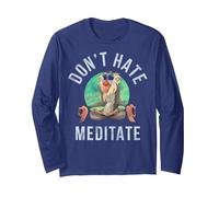 Retrato de Disney The Lion King Rafiki Don't Hate Meditate Manga Larga, Unisex para adultos, Azul Marino, M