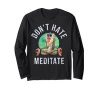 Retrato de Disney The Lion King Rafiki Don't Hate Meditate Manga Larga, Unisex para adultos, Negro, XXL