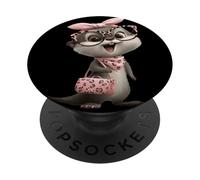Retrato de Gafas de Leopardo Rosa con Personaje Kawaii de Nutria bebé PopSockets PopGrip Adhesivo