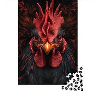 Retrato de Gallo Negro Puzzle de 1000 Piezas Papel para Adultos Diseño Artístico Puzzle para Adultos Relajación Decoración Regalo Puzzle para Toda la Familia 52x38cm/1000pcs