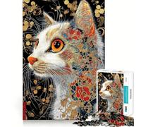 Retrato de Gato ornamentado con Detalles Florales para Adultos Rompecabezas de 1000 Piezas Juguete Que desafía la Mente Pieza de colección de Arte de Corte de Calidad para una escapada Tranquila