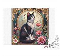 Retrato de Gato Vintage Puzzle 1000 Piezas para Adultos Difícil Puzzle Difícil Más Vendido Entrenamiento Mental Cartón Grueso 70x50cm/1000pcs