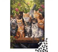 Retrato de Grupo de Gatos 1000 Pieza S Papel Ecológico Rompecabezas Premium Descompresión del Juego Educativo Decoración De Paredes Idea De Regalo 52x38cm/1000pcs