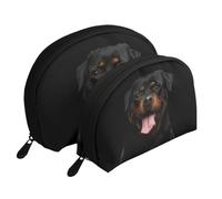 Retrato de impresión de Perro Rottweiler, Bolsa de Maquillaje de Concha, Monedero pequeño para Mujer, Bolsa de artículos de tocador, Bolsa de cosméticos, 2 Piezas