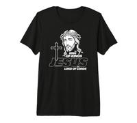 Retrato de Jesús Rey de Reyes y Cruz Cristiana Camiseta Premium