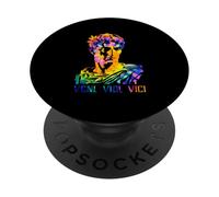 Retrato de Julio César con Patrón Tie Dye Veni Vidi Vici PopSockets PopGrip Adhesivo