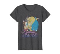 Retrato de la Bella y la Bestia de Disney Camiseta, Mujer, Jaspeado Oscuro, S
