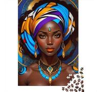 Retrato de la Reina Africana 1000 Piezas Papel Durable Puzzle para Adultos Adultos Portátil Actividad Vinculación Familiar Rompecabezas Atractivo 38x26cm/1000pcs