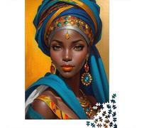Retrato de la Reina Africana Puzzle De 1000 Trozos Papel Grueso Rompecabezas Apasionados De Los Compatible con Tabla Entretenimiento Fin De Semana 52x38cm/1000pcs