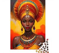 Retrato de la Reina Africana Puzzle De 1000 Trozos Papel Grueso Rompecabezas Compatible con Tabla Noche De Juegos En Familia Horas Entretenimiento 38x26cm/1000pcs