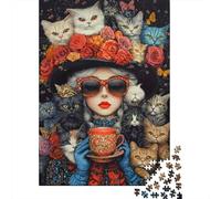 Retrato de la Reina del Gato Rompecabezas 1000 Piezas Juego Familiar Acertijos Adultos Coloridos Ilustrados Regalo Navidad 52x38cm/1000pcs