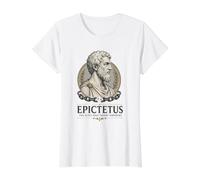 Retrato de la sabiduría Griega Antigua del filósofo estoico de Epicteto Camiseta gráfica económica, Mujer, Blanco, XL