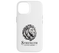 Retrato de león monocromático, la Fuerza Vive aquí Carcasa para iPhone 14