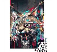 Retrato de Lince Abstracto Rompecabezas 1000 Piezas Regalo Familiar Hombre Mujer Adultos DIY Papel Desafío Imposible 38x26cm/1000pcs